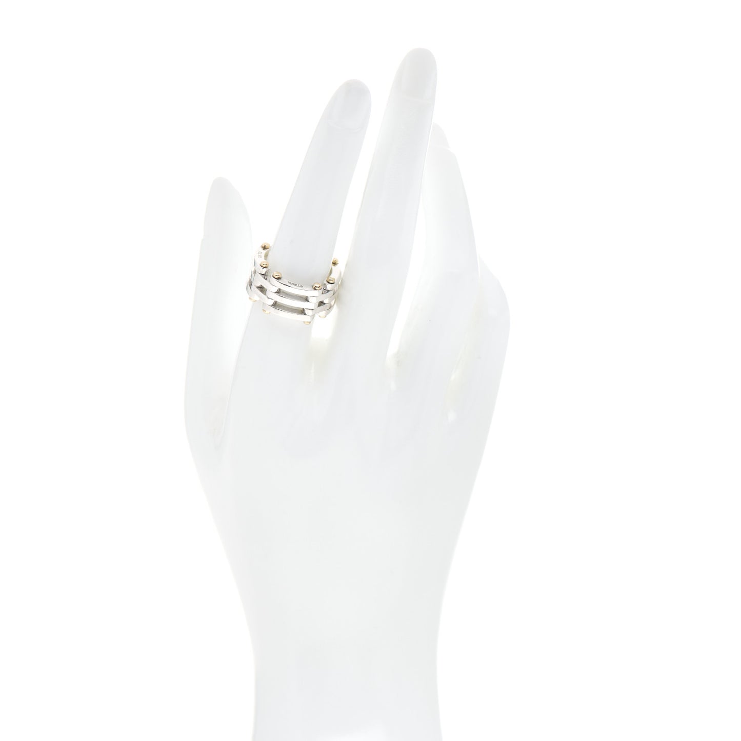 Sterling Silver 18K Yellow Gold Gatelink Ring 55 7.25
