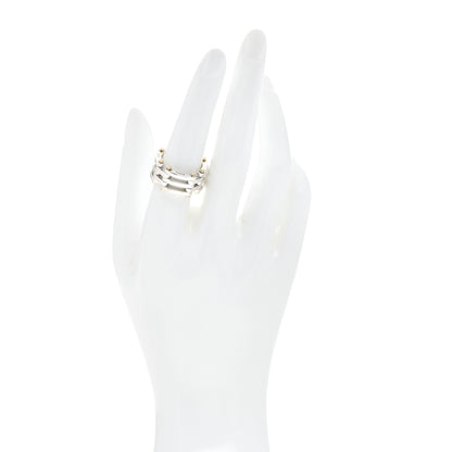 Tiffany Sterling Silver 18K Yellow Gold Gatelink Ring 55 7.25 2 of 4