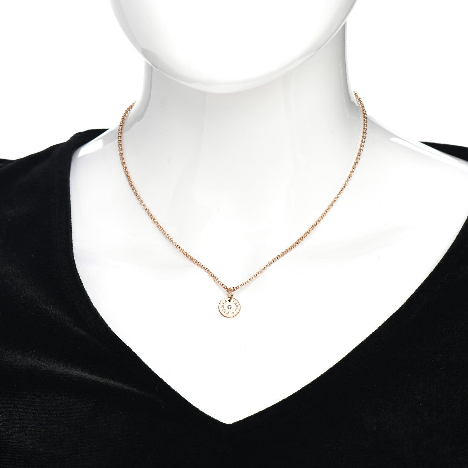 Hermes 18K Rose Gold Diamond Gambade Clou de Selle Necklace 2 of 6
