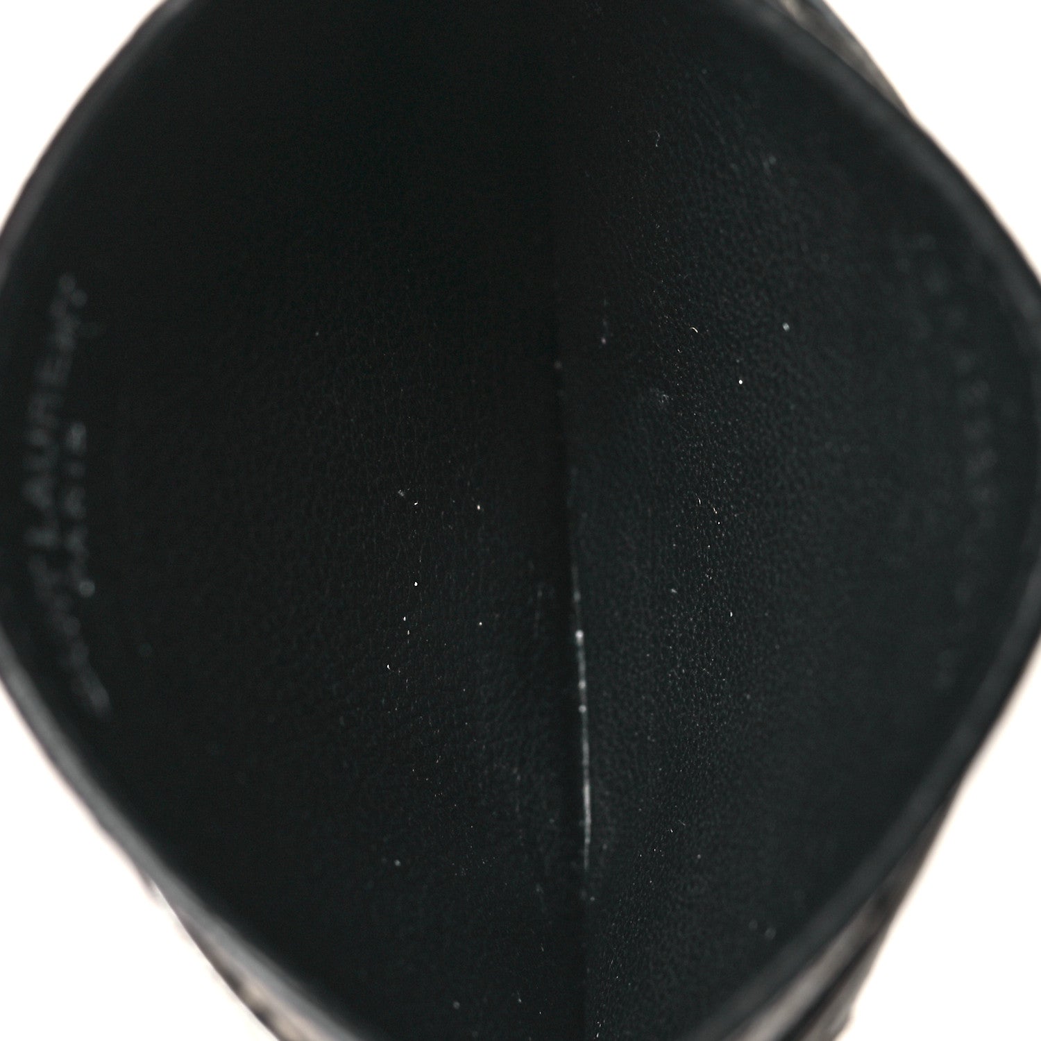 Saint Laurent Metallic Grain De Poudre Matelasse Chevron Monogram Credit Card Case Argento 5 of 10