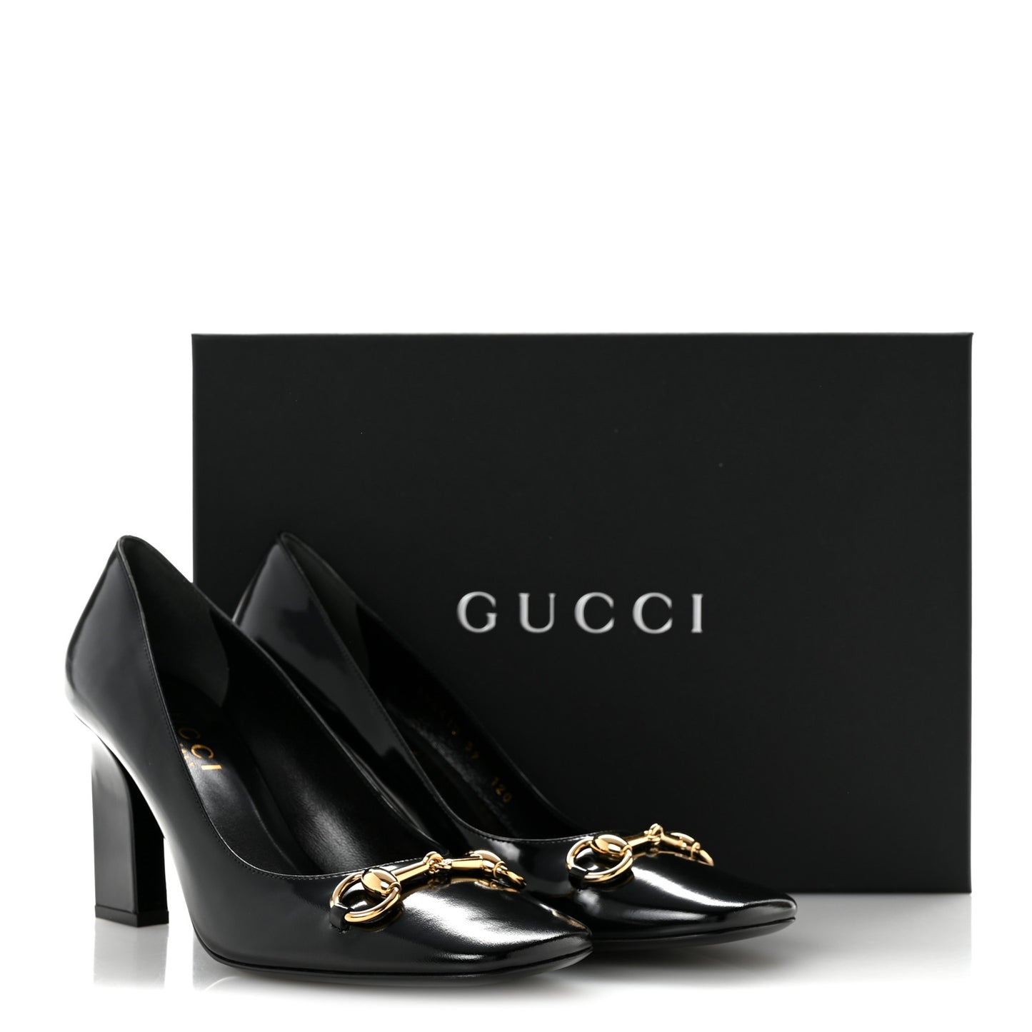 Shiny Calfskin Horsebit Signora 85mm Pumps 39 Black