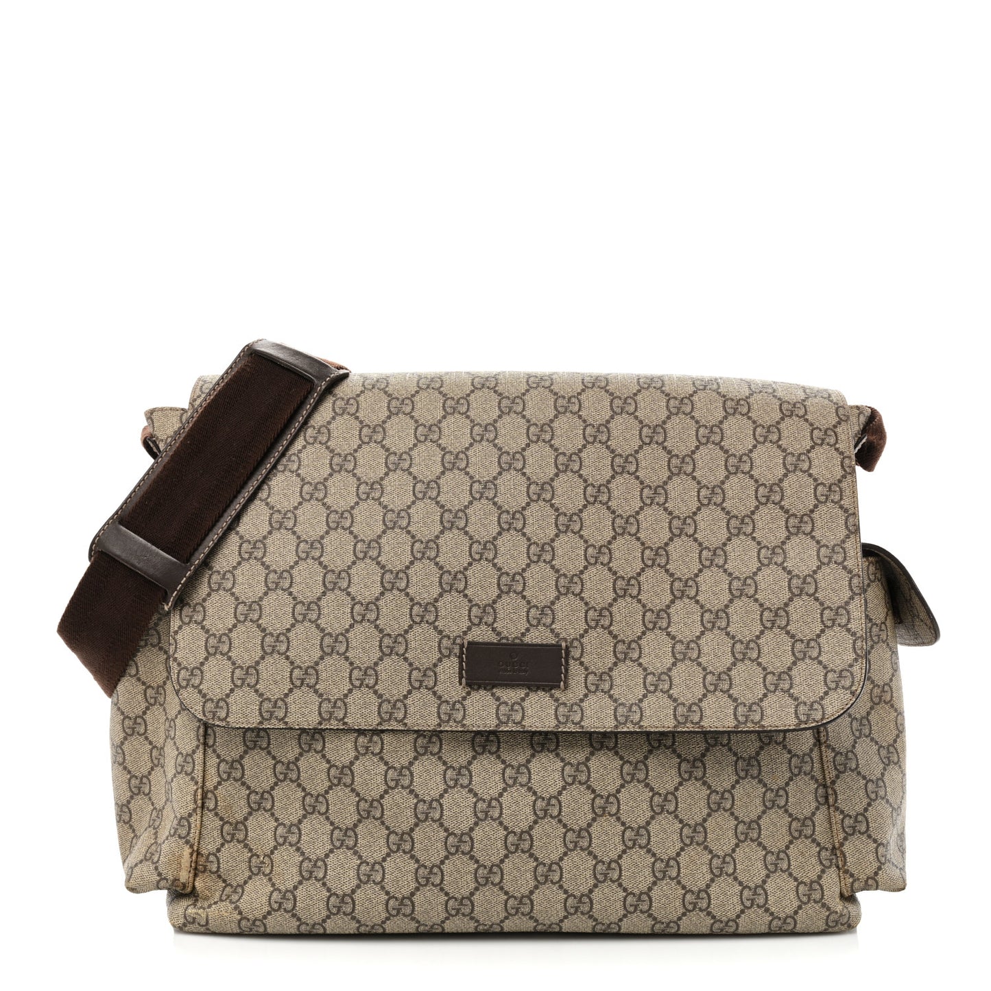 GG Plus Monogram Messenger Diaper Bag Dark Brown