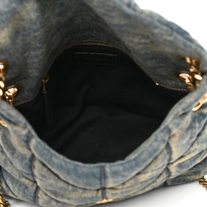 Saint Laurent Denim Quilted Small Loulou Puffer Monogram Chain Satchel Blue Cinnamon 5 of 9