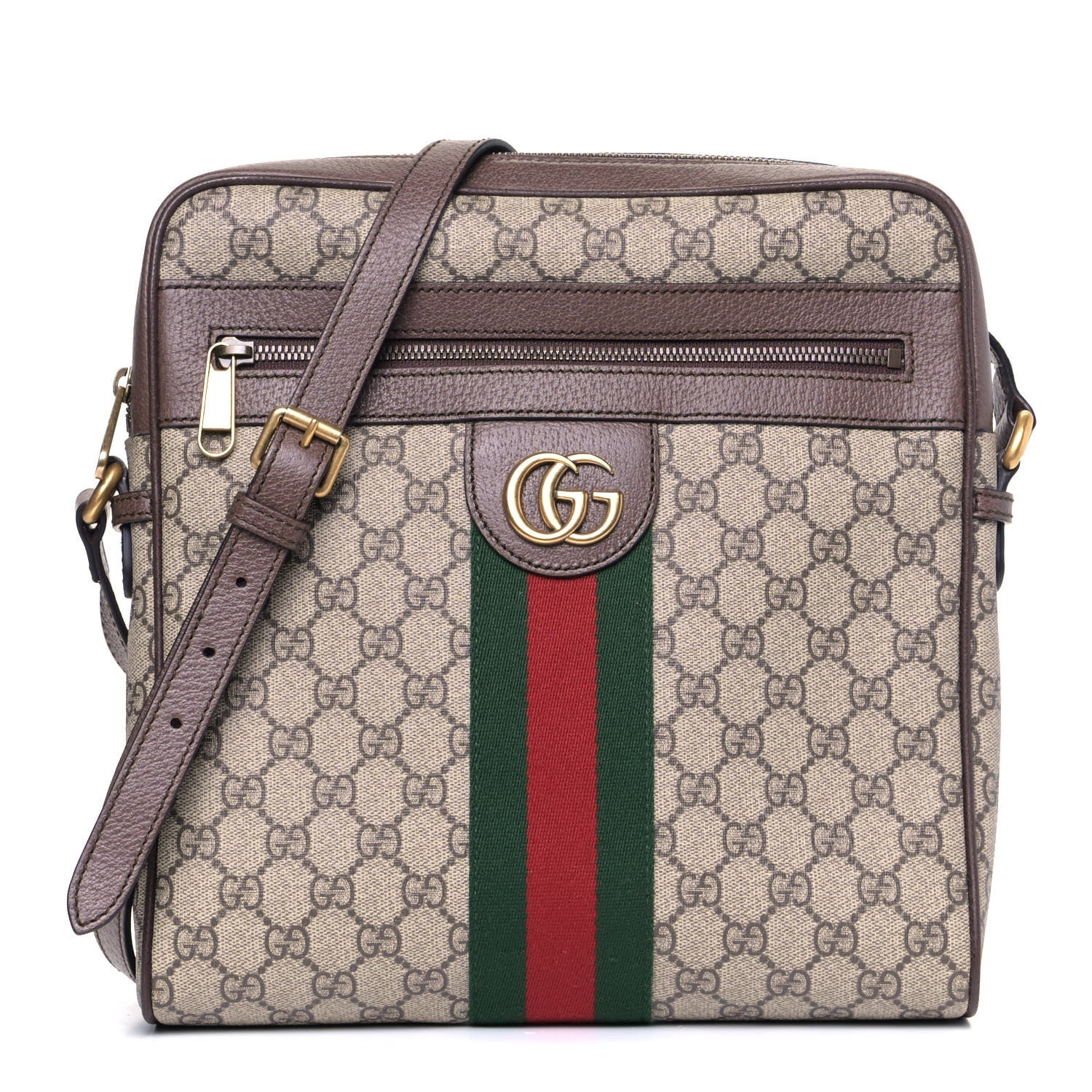 Gucci GG Supreme Monogram Web Medium Ophidia Messenger Bag Brown 1 of 5