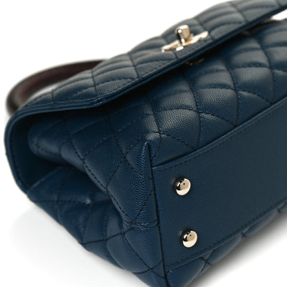 Chanel Caviar Quilted Lizard Embossed Mini Coco Handle Flap Navy Blue 13 of 14