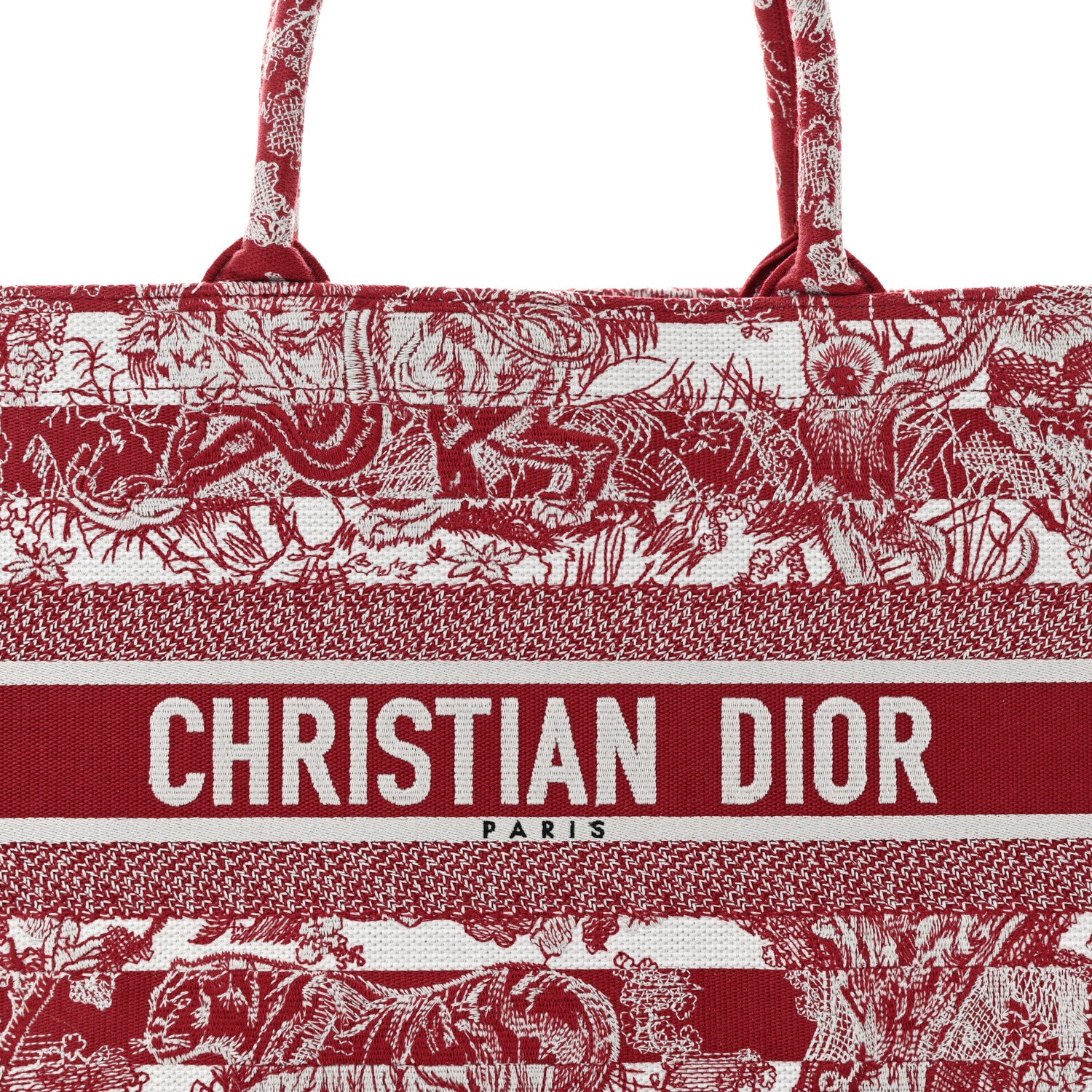 Christian Dior Canvas Embroidered Medium Dioriviera Toile De Jouy Book Tote Raspberry 8 of 13