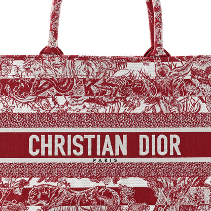 Christian Dior Canvas Embroidered Medium Dioriviera Toile De Jouy Book Tote Raspberry 8 of 13