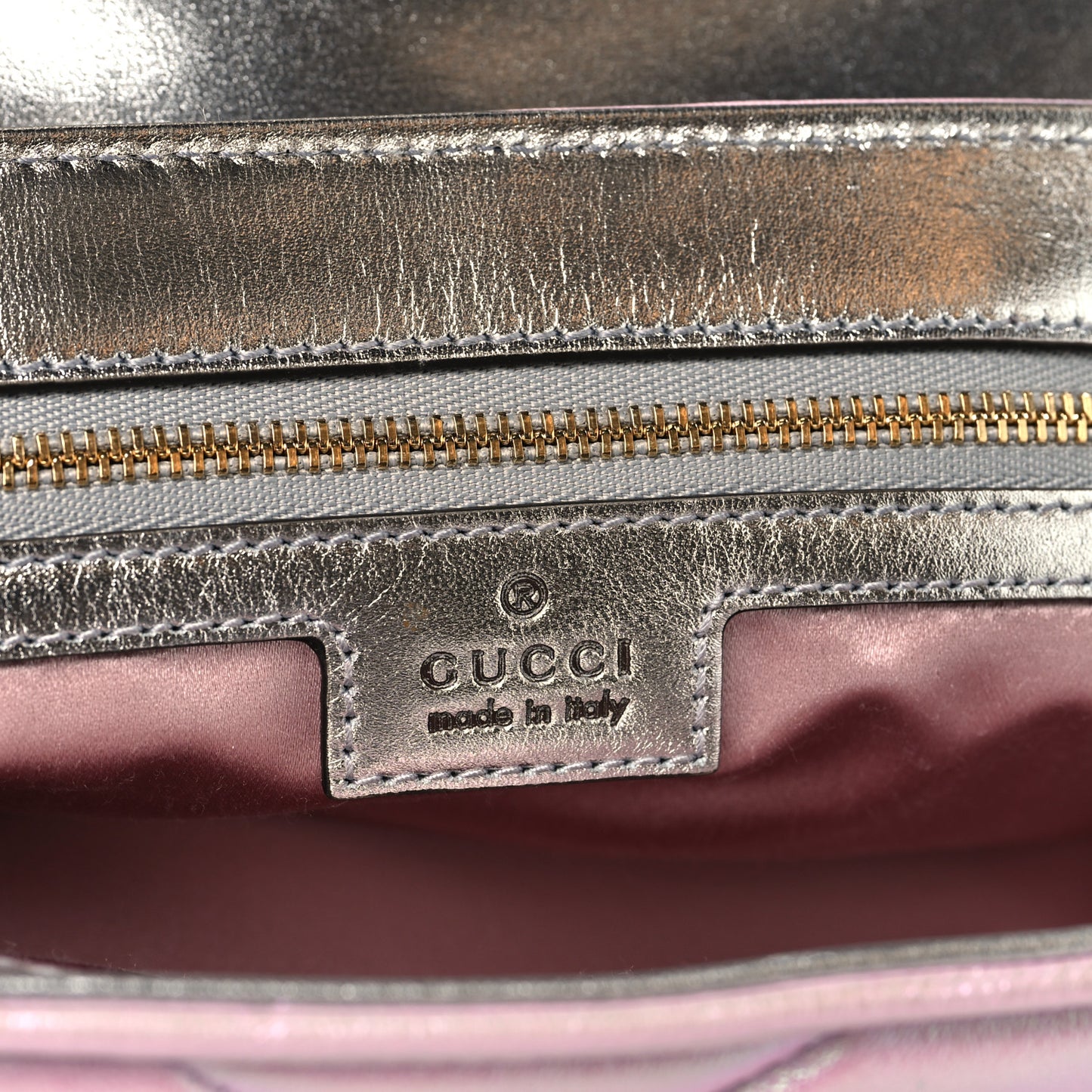 Iridescent Nappa Chevron Matelasse Small GG Marmont Shoulder Bag Iridescent Escape Pink