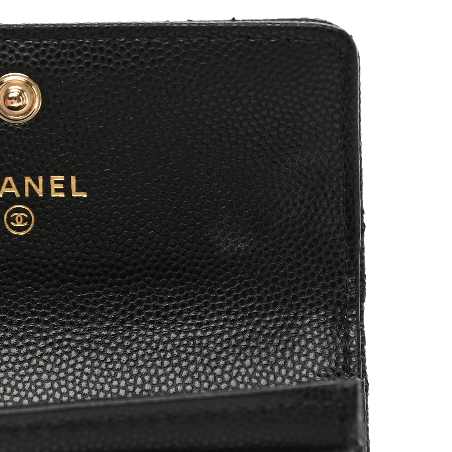 Caviar Quilted Crystal CC Flap Card Holder Black