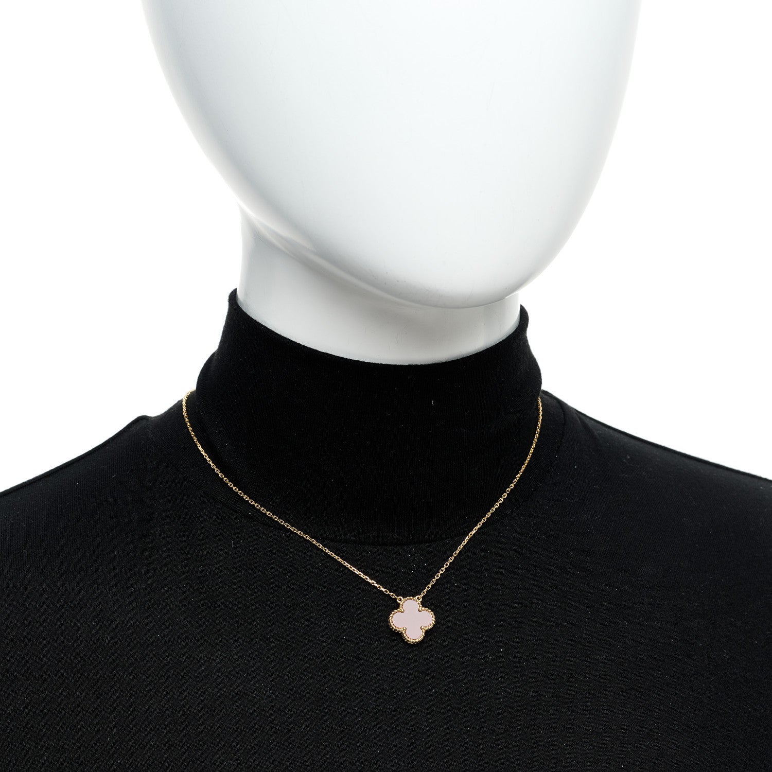 Van Cleef & Arpels 18K Yellow Gold Carnelian Vintage Alhambra Pendant Necklace 2 of 5