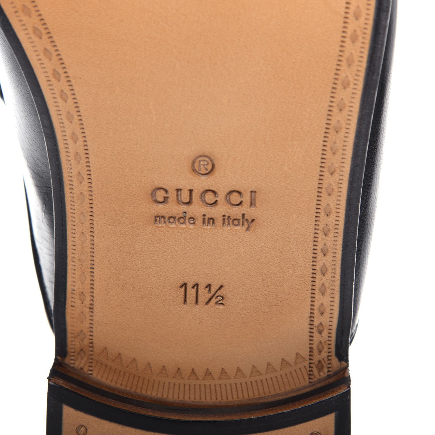 Gucci Goatskin Stripe Mens Horsebit Slingback Slippers 11.5 Black 9 of 11