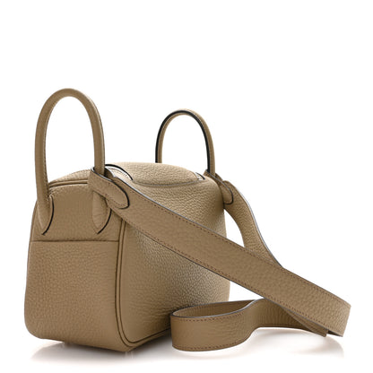Hermes Taurillon Clemence Mini Lindy 20 Beige Marfa 3 of 11