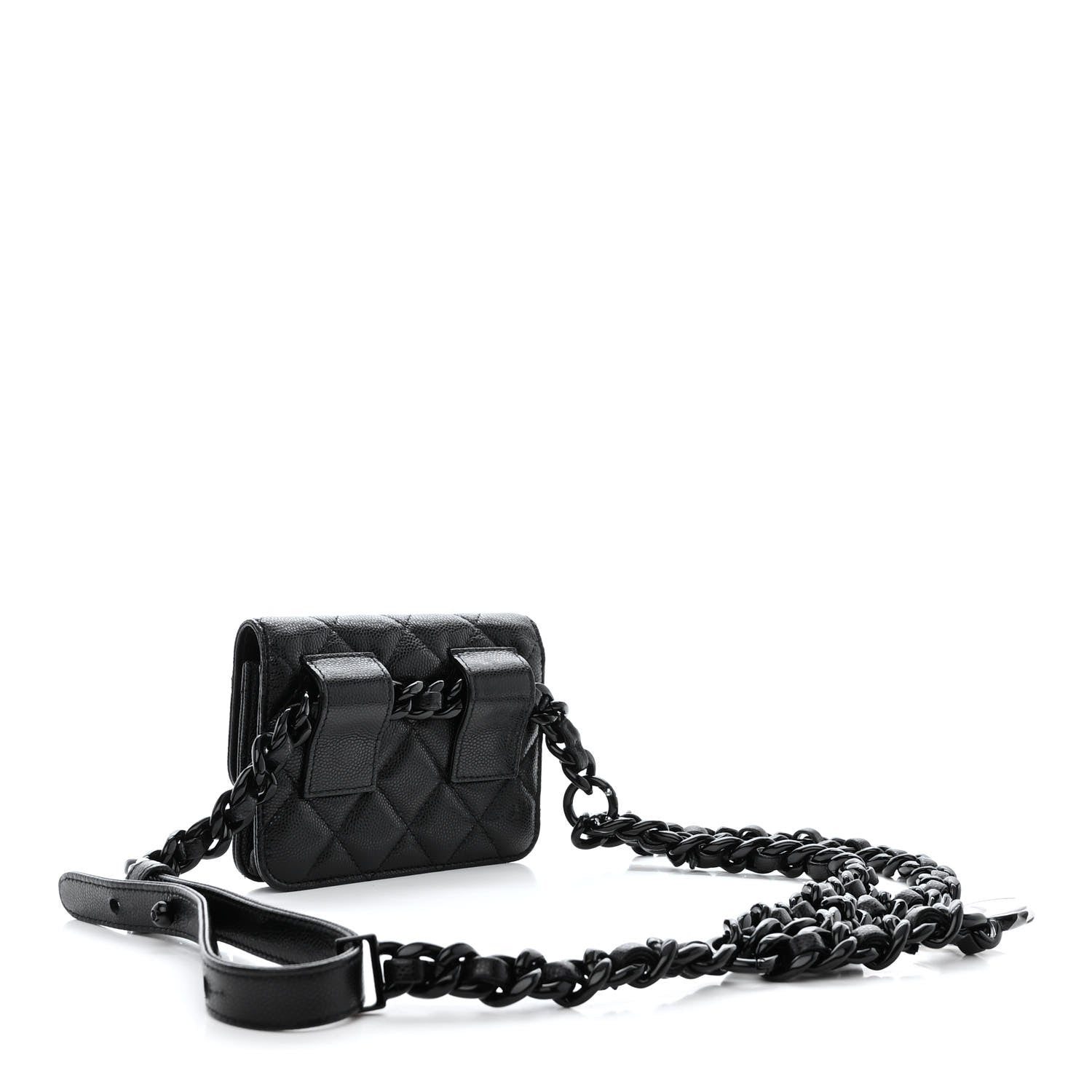 Chanel Caviar Quilted Incognito Belt Flap Card Holder Black 3 of 11