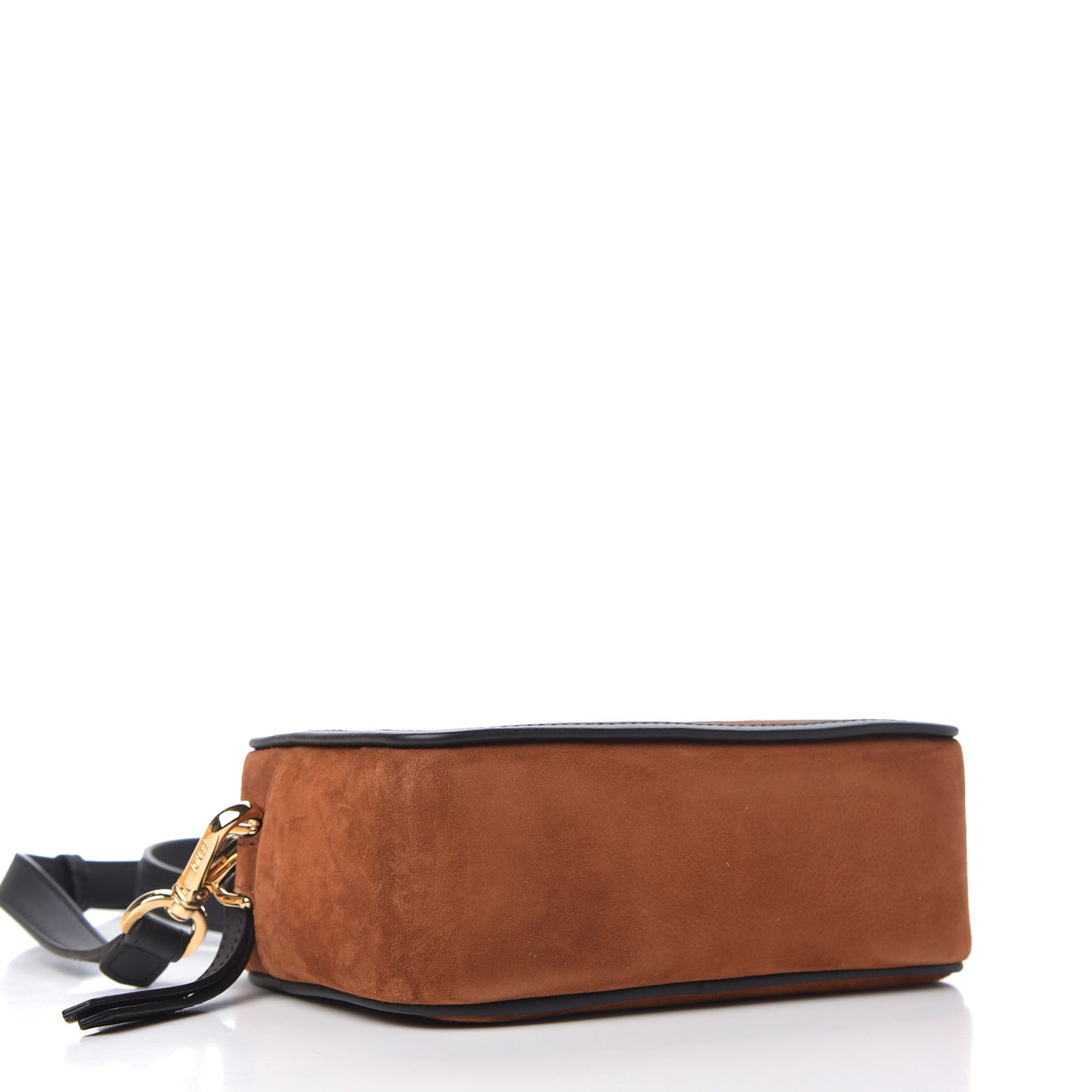 Suede Goatskin Stamp Patch Mini Camera Case Cuoio Black