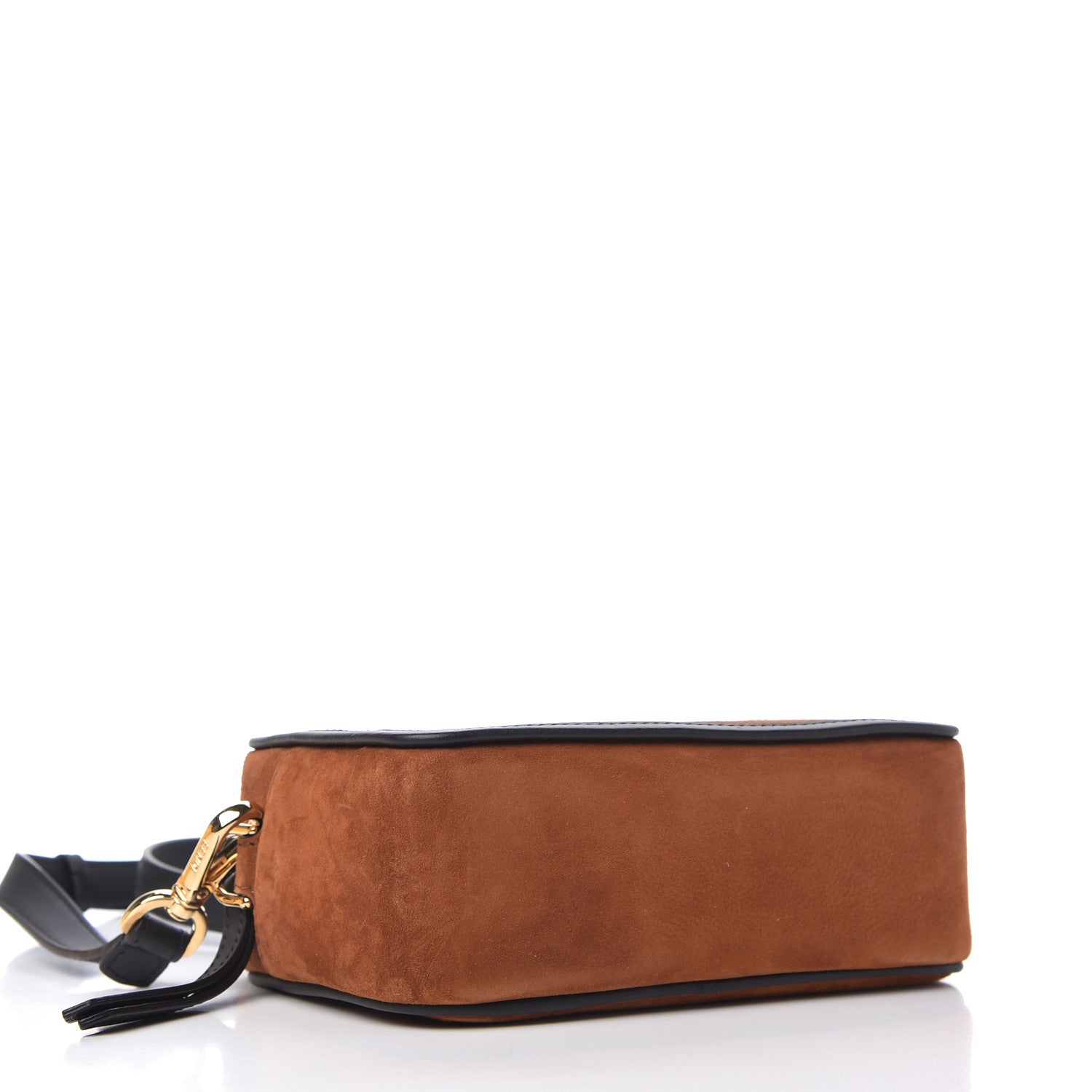 Fendi Suede Goatskin Stamp Patch Mini Camera Case Cuoio Black 4 of 11