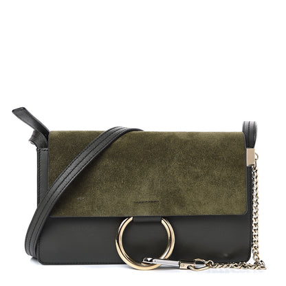 Chloe Suede Calfskin Small Faye Shoulder Bag Deep Forest 1 of 12