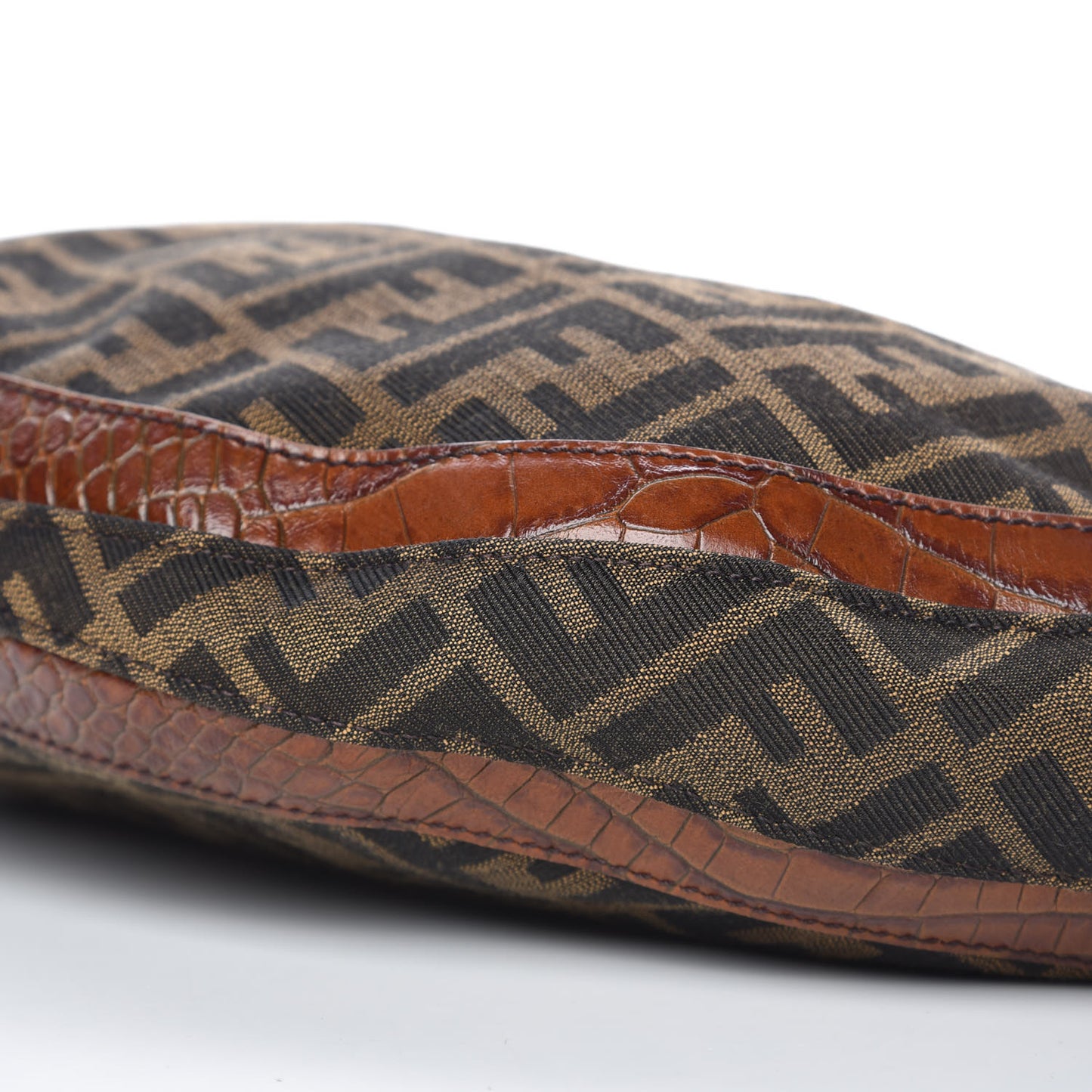 Zucca Calfskin Crocodile Embossed Chef Hobo Tobacco