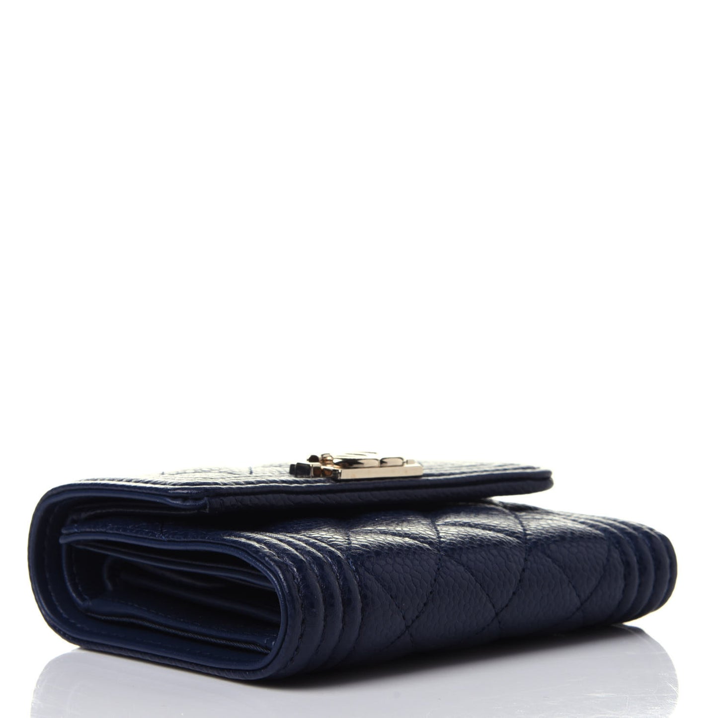 Caviar Quilted Compact Boy Wallet Blue