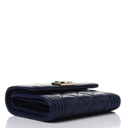 Chanel Caviar Quilted Compact Boy Wallet Blue 4 of 12