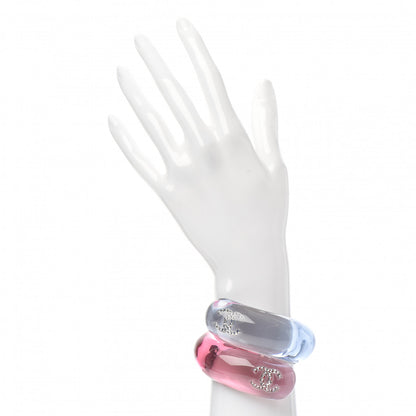 Chanel Resin Crystal CC Twist Bangle Pink Blue 2 of 5