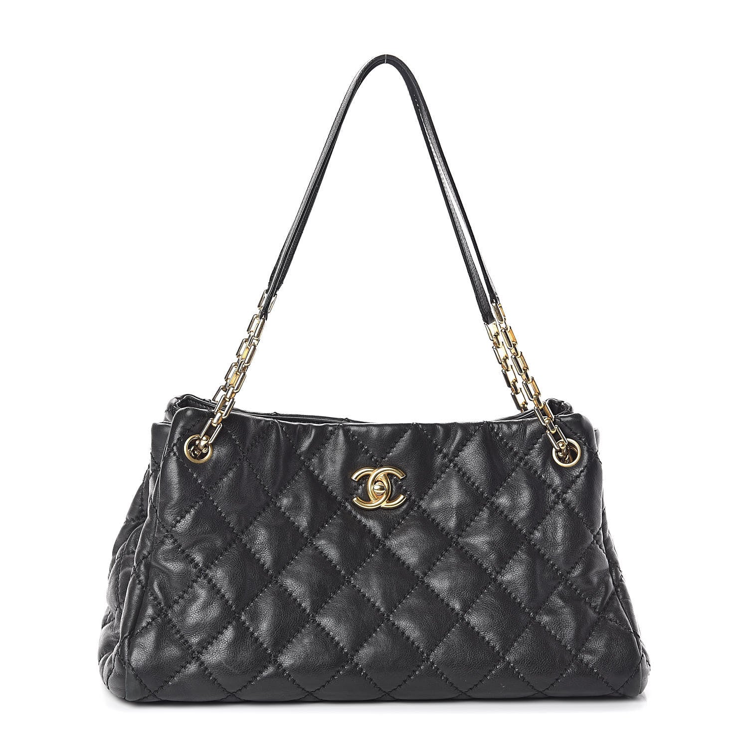 Chanel Calfskin Quilted Large Retro Chain Tote Black 1 of 10