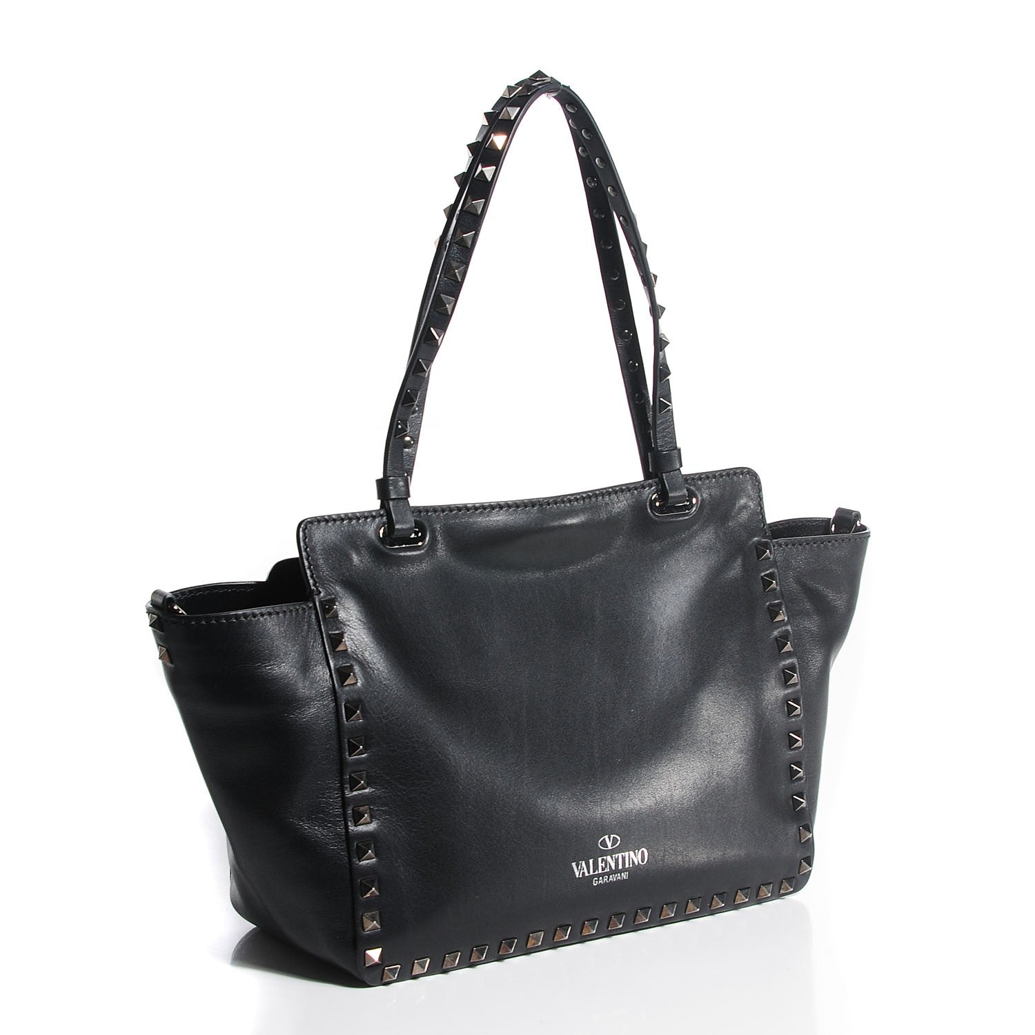 Valentino Garavani Vitello Small Rockstud All Over Tote Black 3 of 9
