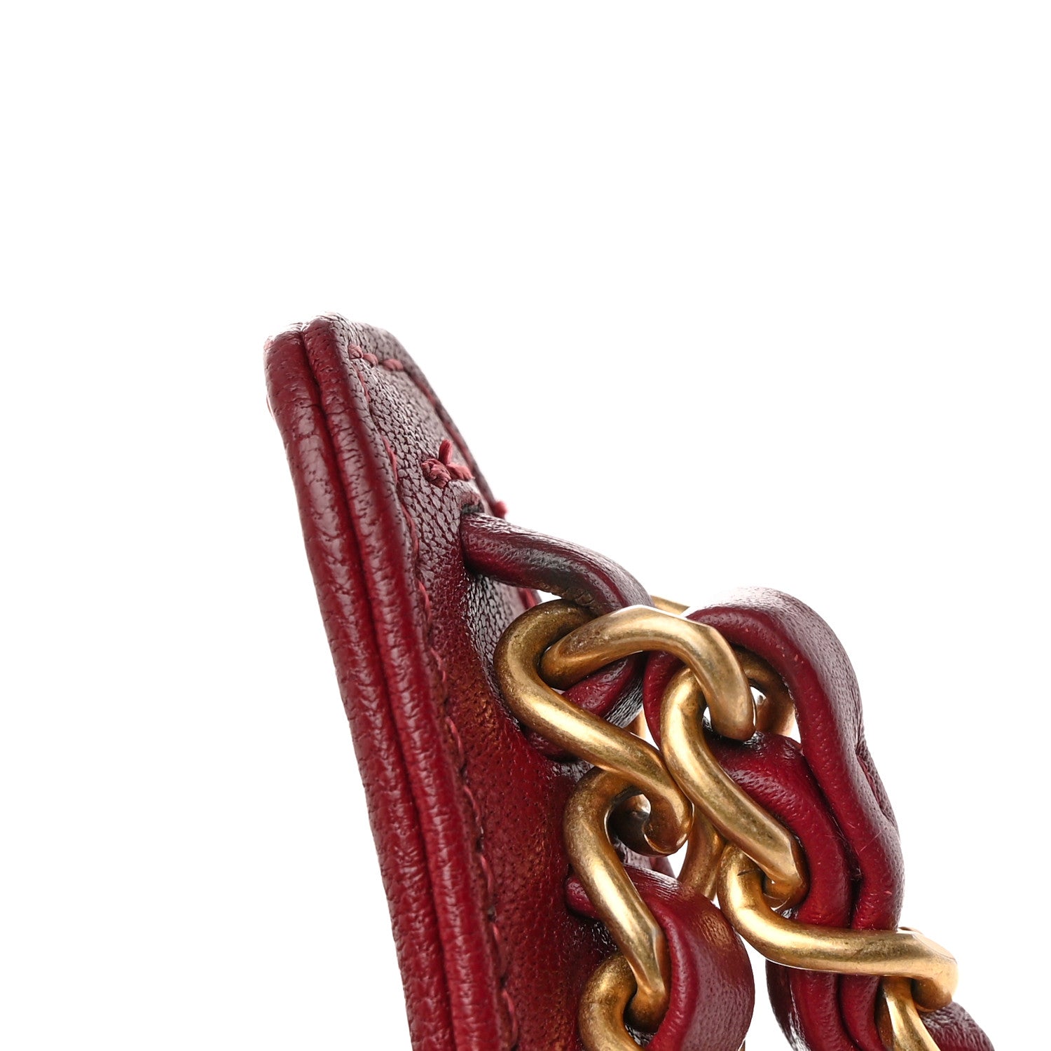 Chanel Lambskin Quilted Chain Infinity Top Handle Flap Burgundy 13 of 13