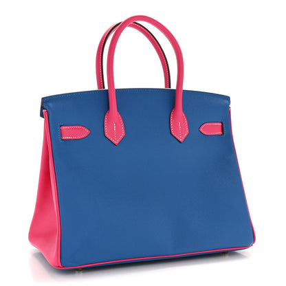 Hermes Epsom Bi-Color Horseshoe Birkin 30 Mykonos Rose Tyrien 4 of 25