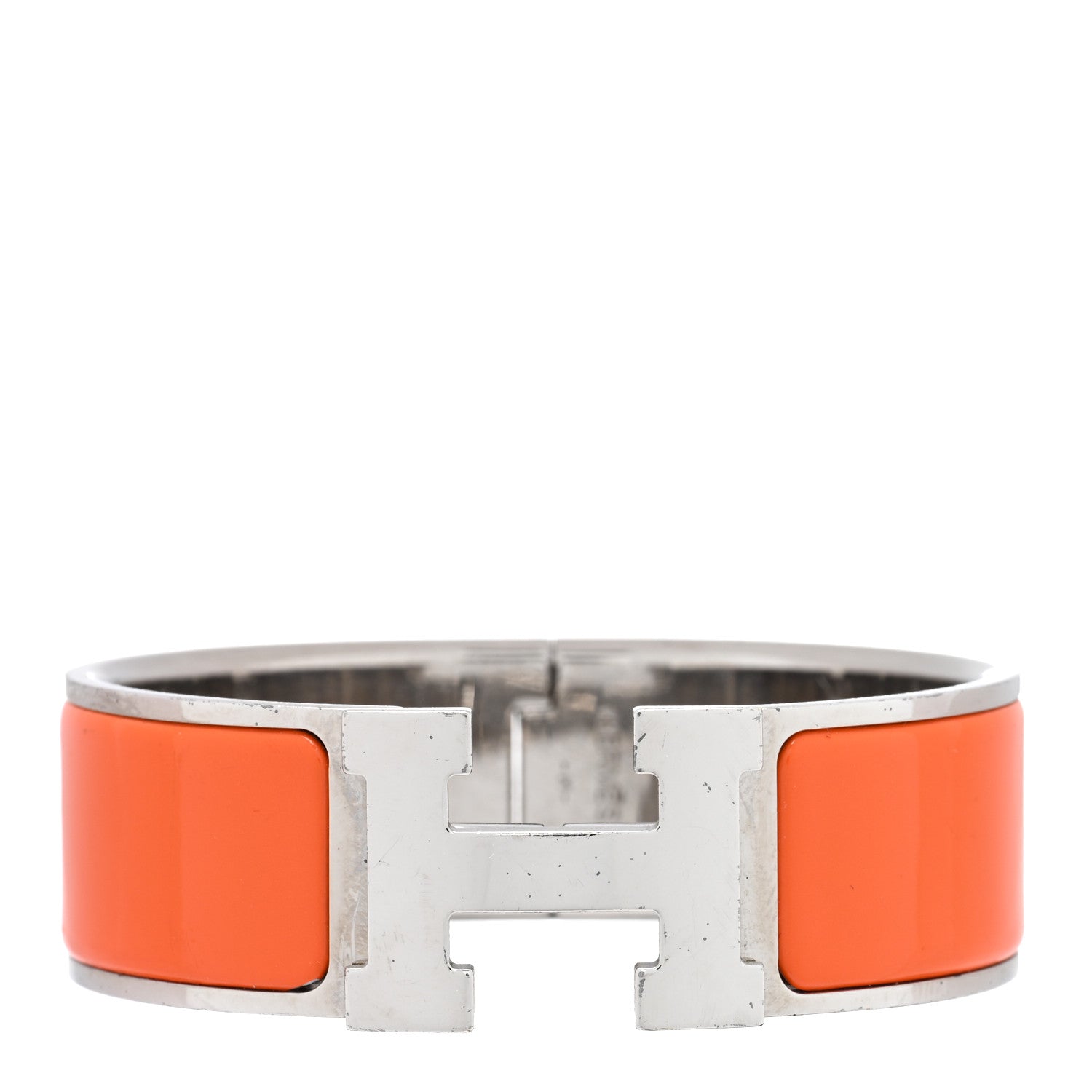 Hermes Enamel Wide Clic Clac H Bracelet GM Orange 1 of 3