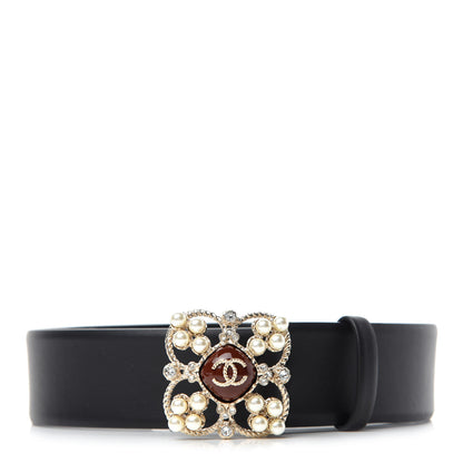 Chanel Calfskin Pearl Poured Glass CC Belt 70 28 Black 1 of 4