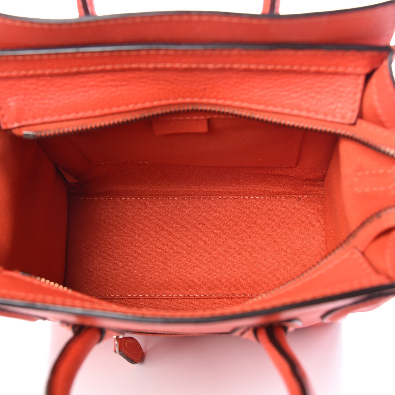 Celine Drummed Calfskin Nano Luggage Vermillion 5 of 12