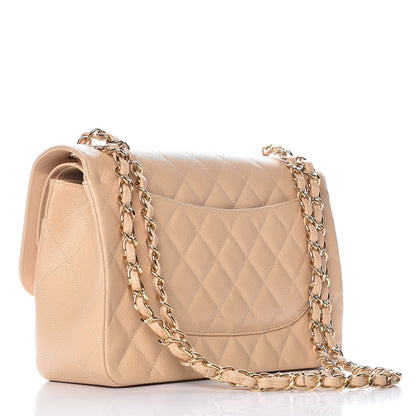 Chanel Caviar Quilted Jumbo Double Flap Beige Clair 4 of 9