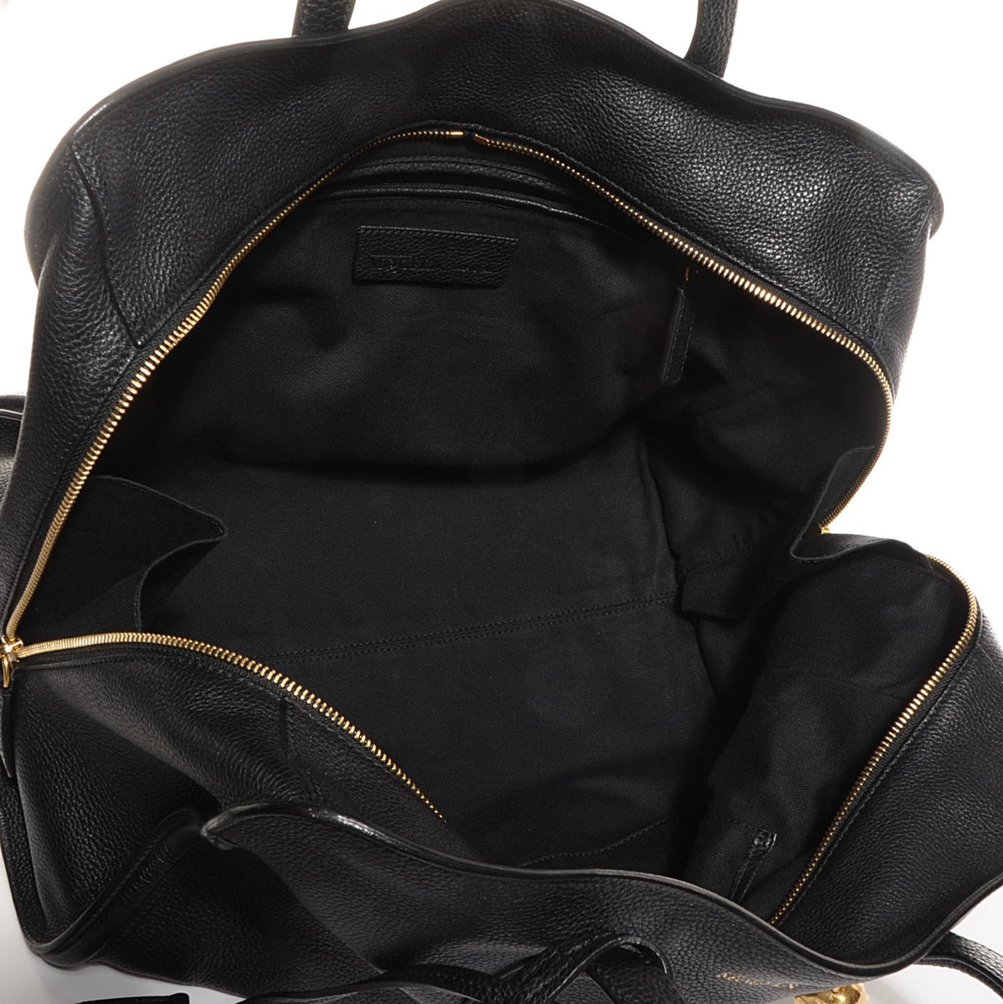 Pebbled Calfskin Medium Skull Padlock Zip Around Tote Black