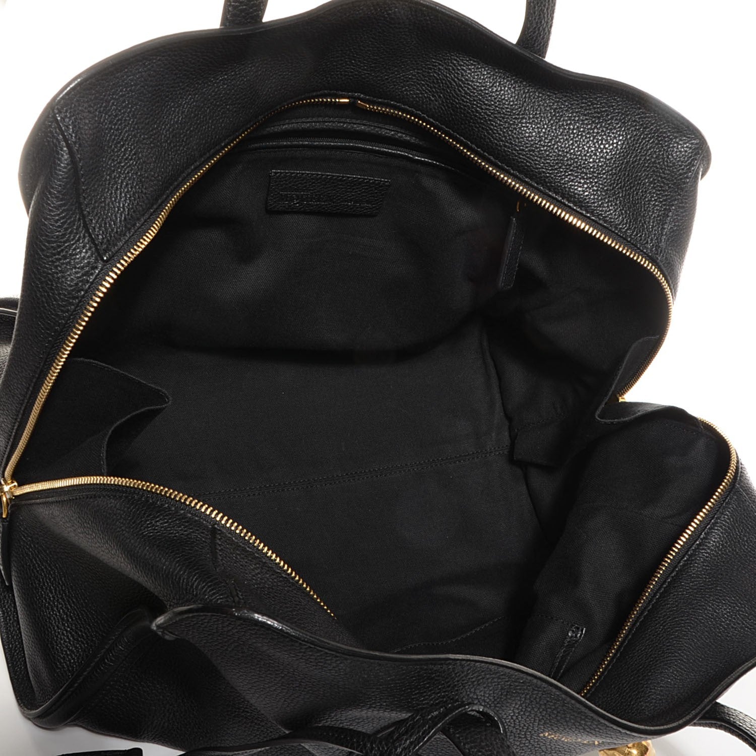 Alexander McQueen Pebbled Calfskin Medium Skull Padlock Zip Around Tote Black 5 of 8
