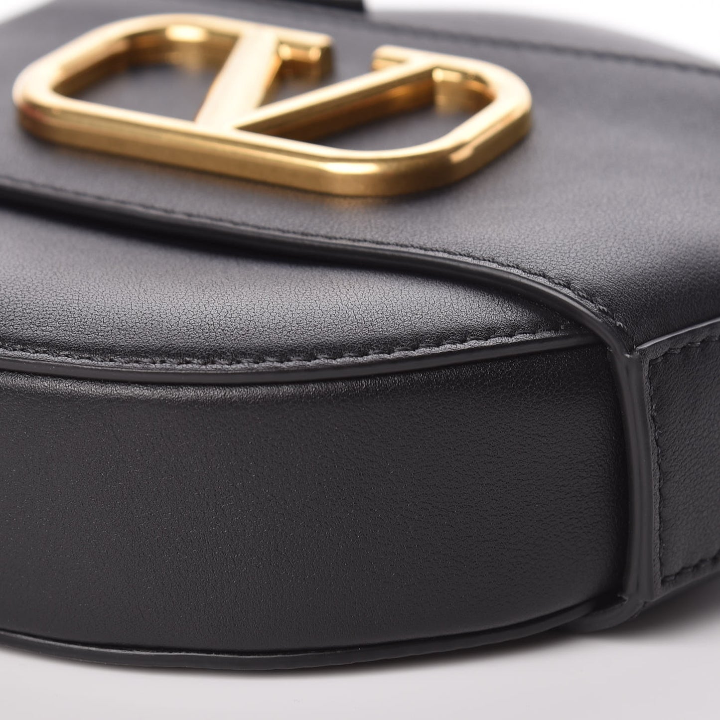 Calfskin VLogo Round Crossbody Bag Black