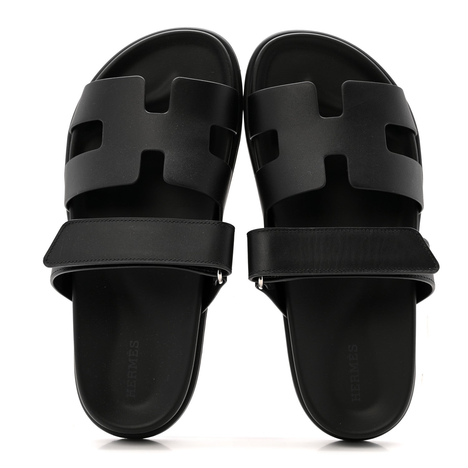 Hermes Calfskin Womens Chypre Sandals 38 Black 2 of 11