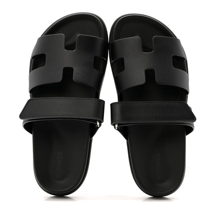 Hermes Calfskin Womens Chypre Sandals 38 Black 2 of 11