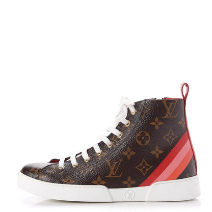 Louis Vuitton Calfskin Patent Monogram Stellar Sneaker Boots 35.5 Rouge 1 of 12