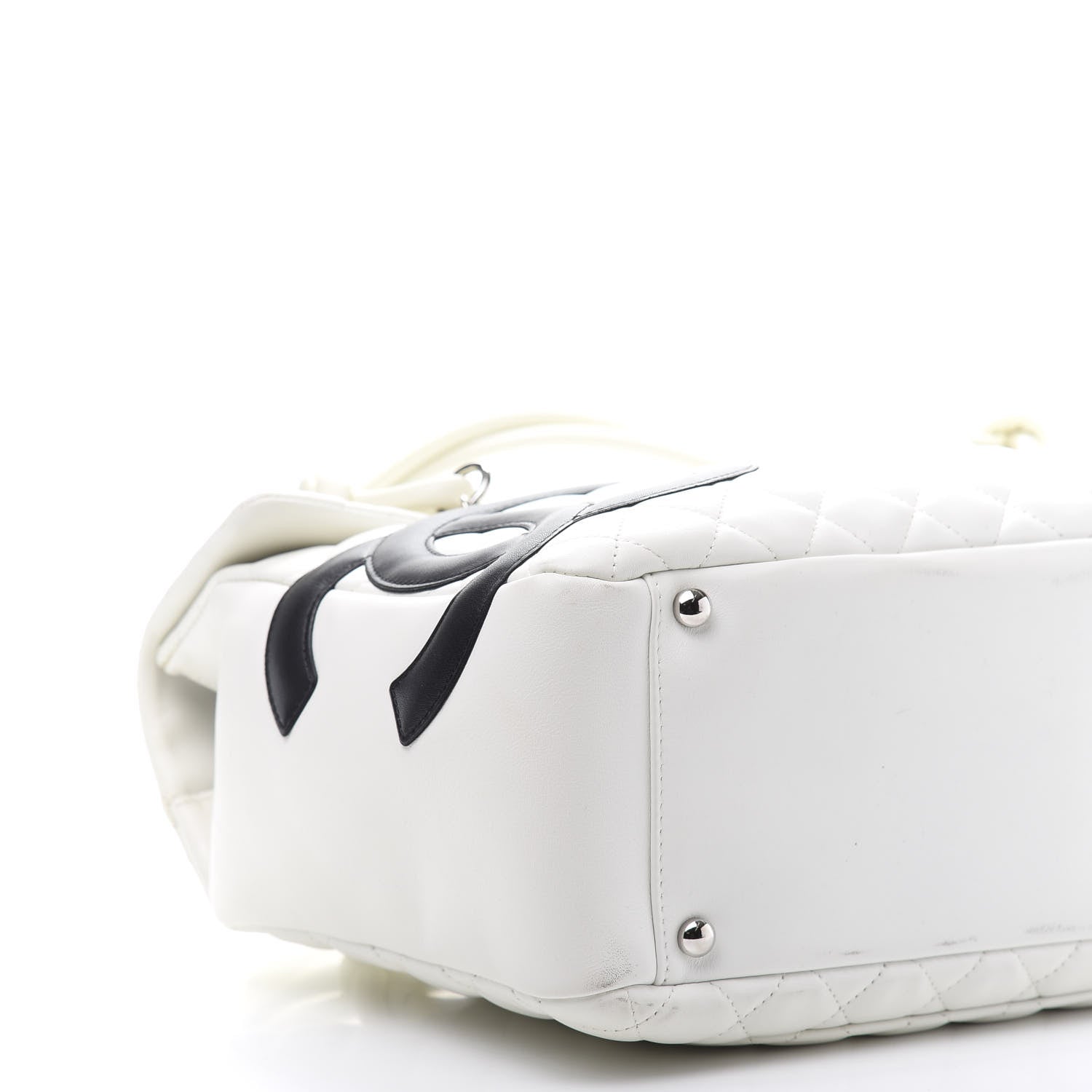 Chanel Calfskin Quilted Large Cambon Flap White Black 6 of 13