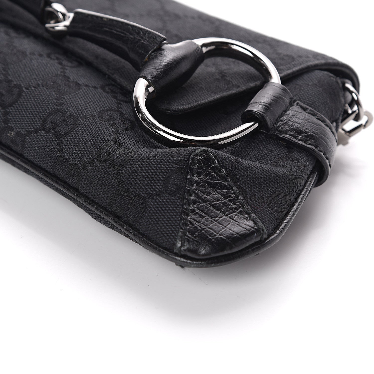 Gucci Monogram Horsebit Chain Clutch Black 8 of 8