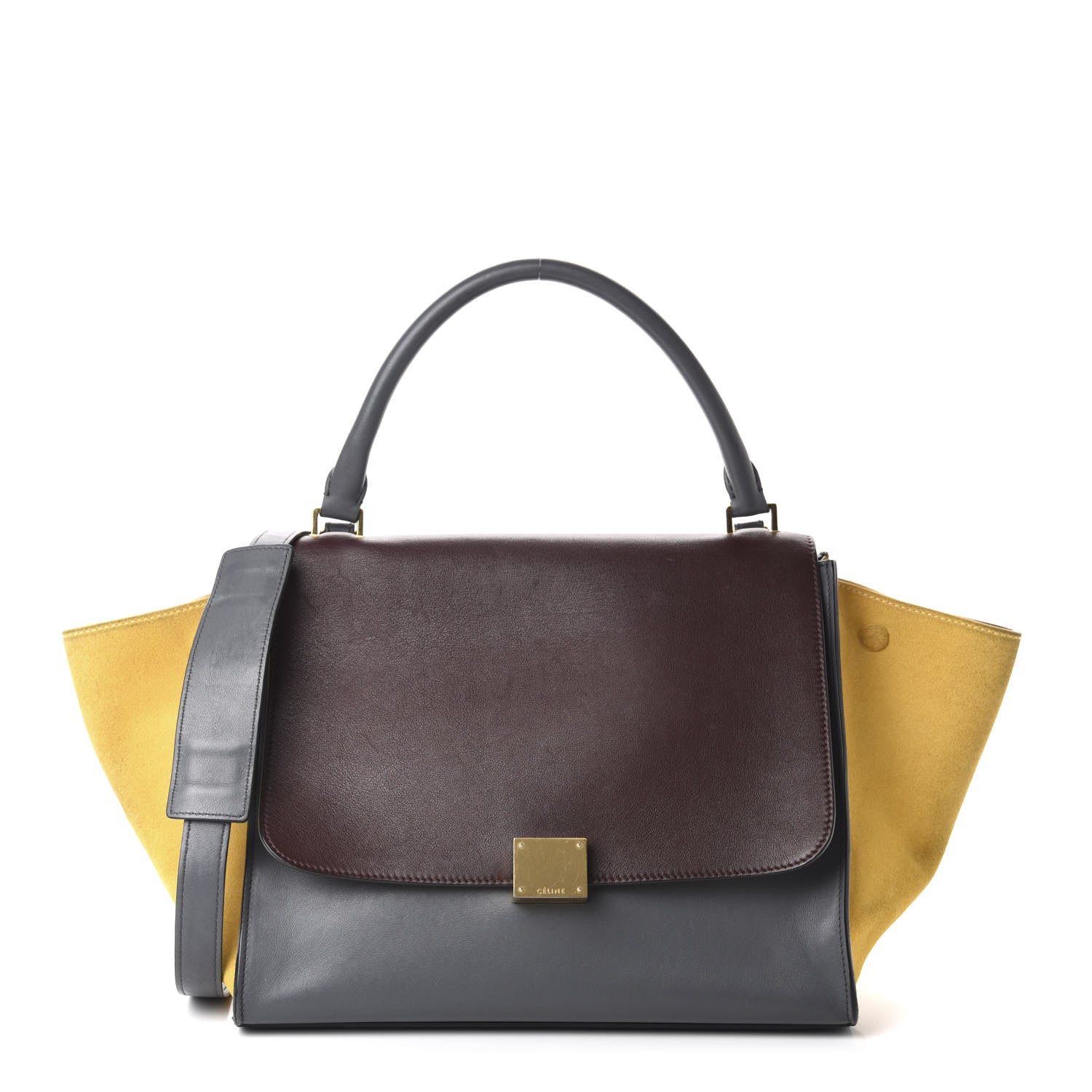 Celine Smooth Calfskin Suede Medium Tri-Color Trapeze Yellow 1 of 10