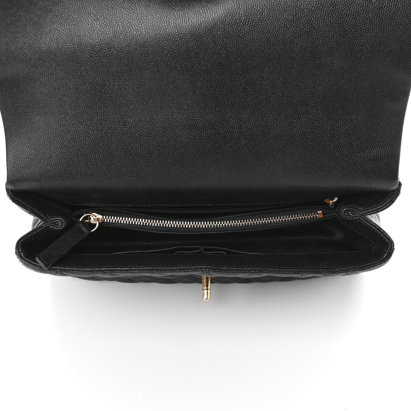 Caviar Elaphe Quilted Small Coco Handle Flap Black