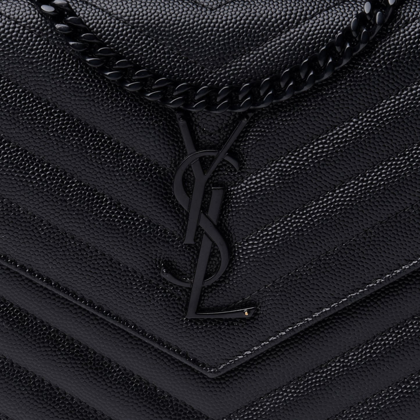 Grain De Poudre Matelasse Chevron Monogram Chain Wallet Black