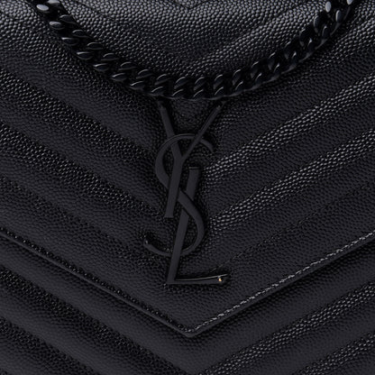 Saint Laurent Grain De Poudre Matelasse Chevron Monogram Chain Wallet Black 7 of 13