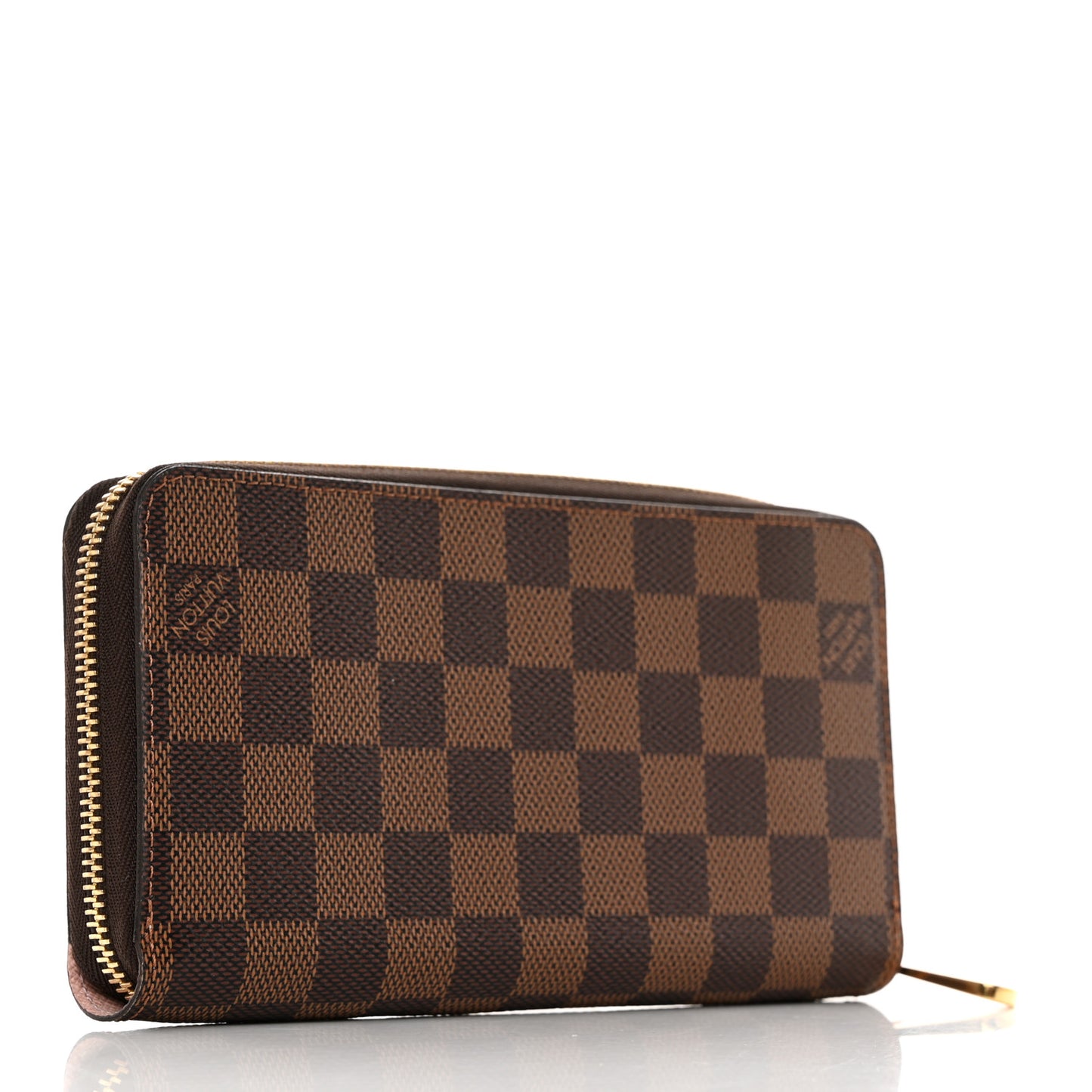 Damier Ebene Zippy Wallet Rose Ballerine