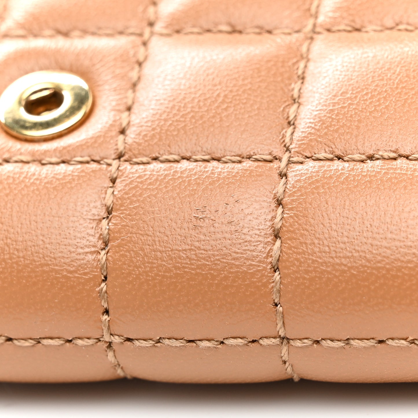 Lambskin Quilted Small Lola Folding Wallet Maple Brown