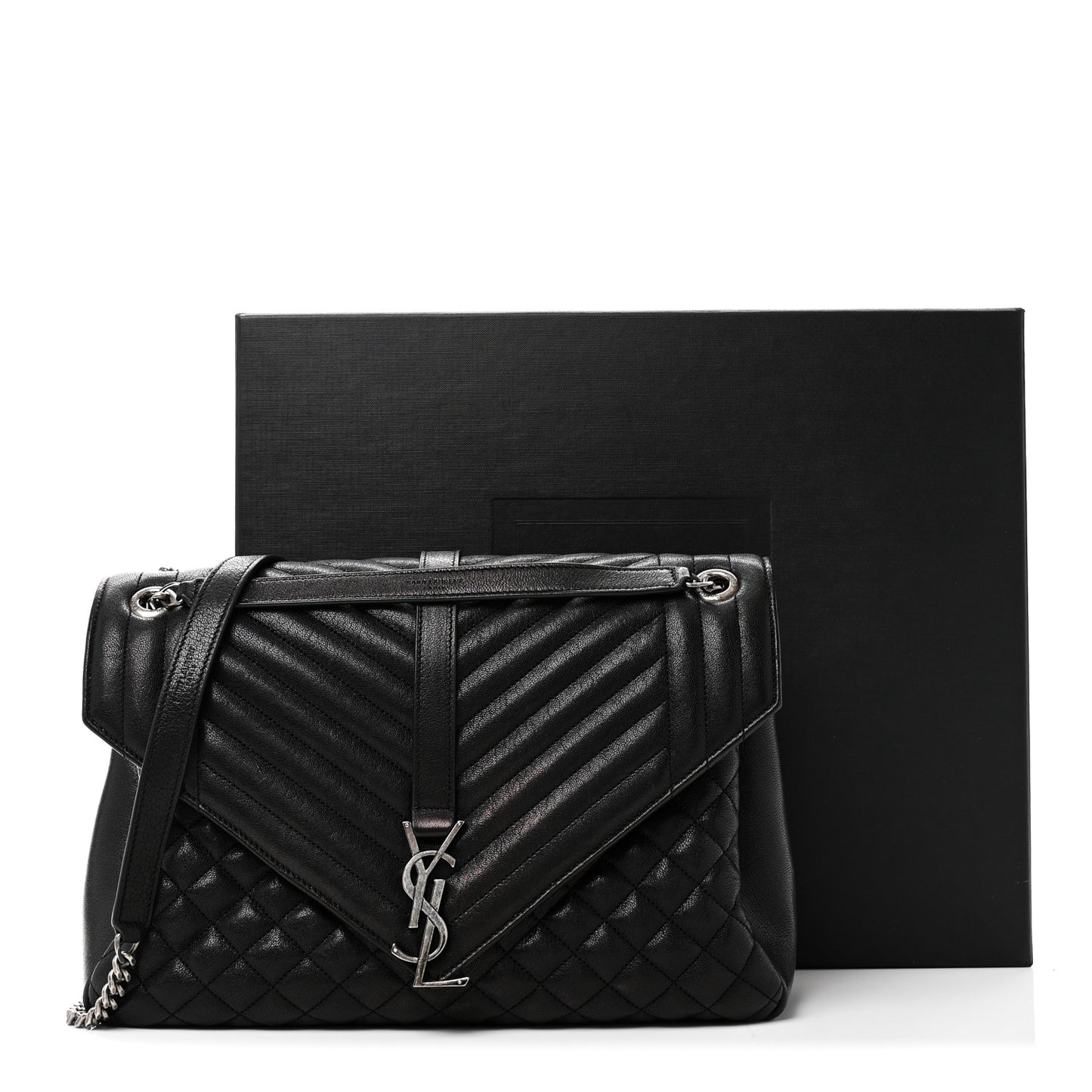 Calfskin Mixed Matelasse Triquilt Large Monogram Satchel Black