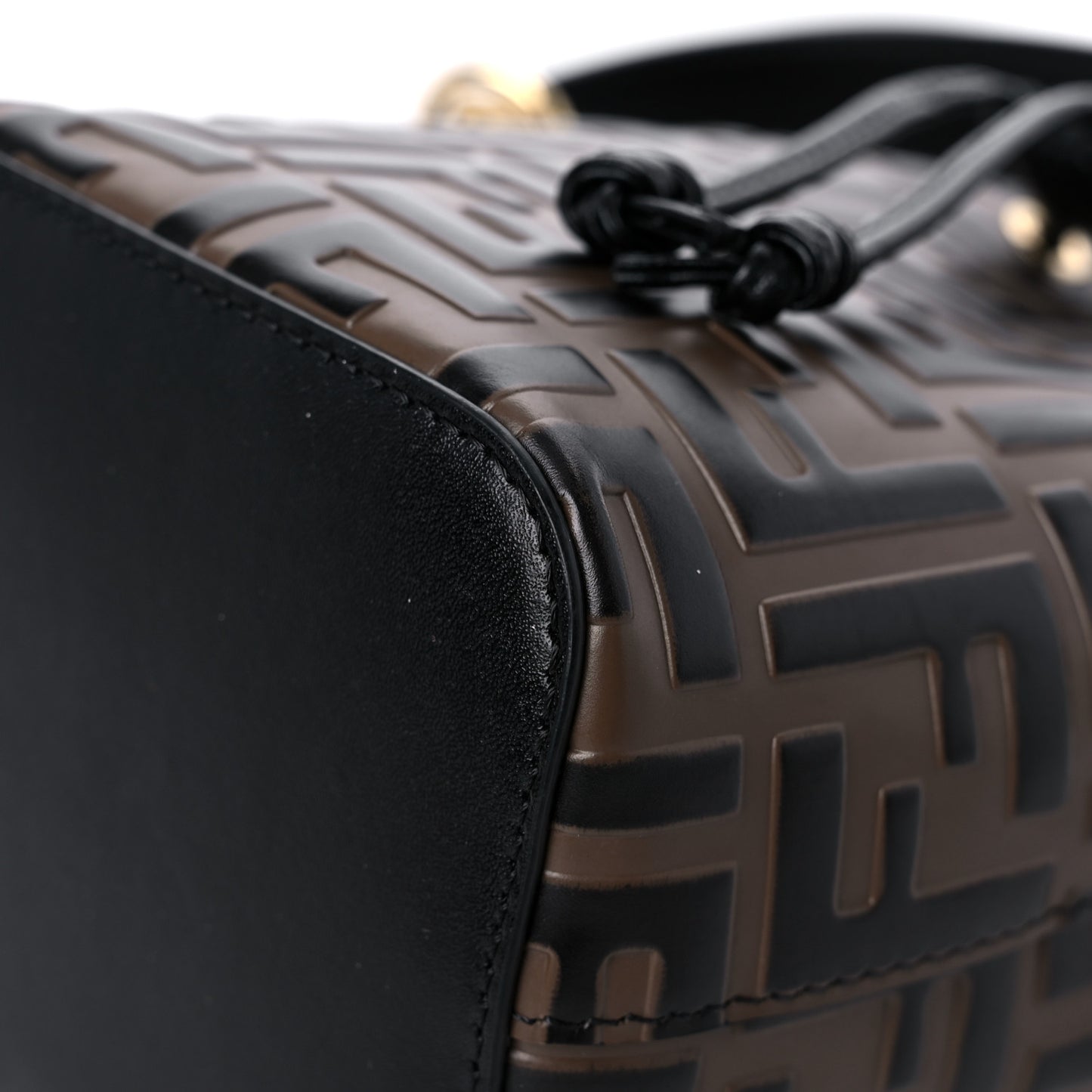 Vitello Liberty F is Fendi Bi-Color FF 1974 Embossed Mini Mon Tresor Bucket Bag Maya Black