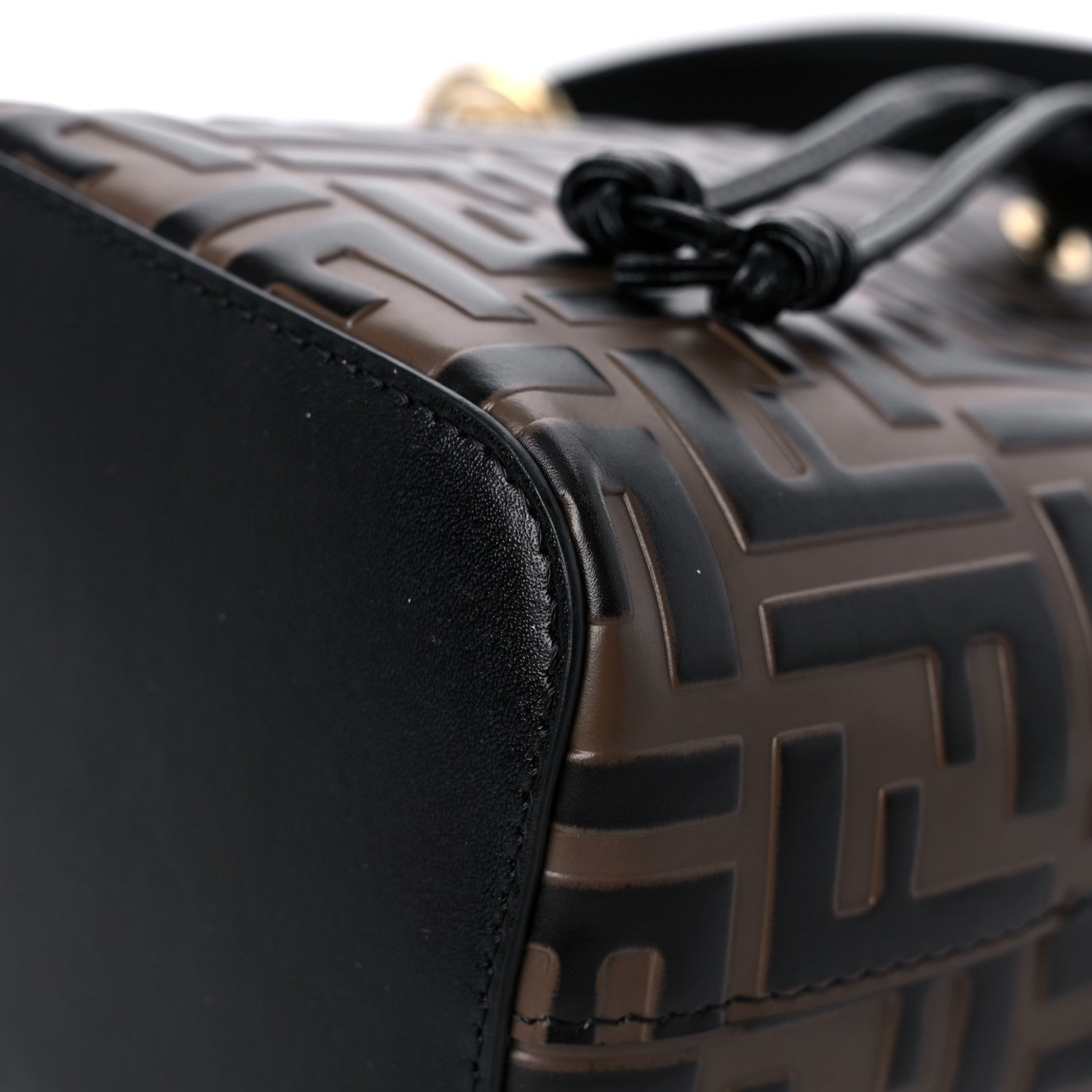 Fendi Vitello Liberty F is Fendi Bi-Color FF 1974 Embossed Mini Mon Tresor Bucket Bag Maya Black 10 of 14