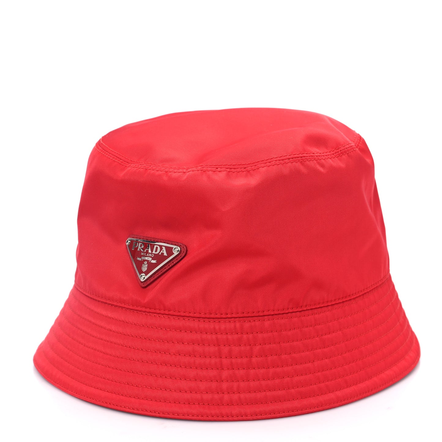 Re-Nylon Metal Triangle Logo Womens Bucket Hat S Rosso